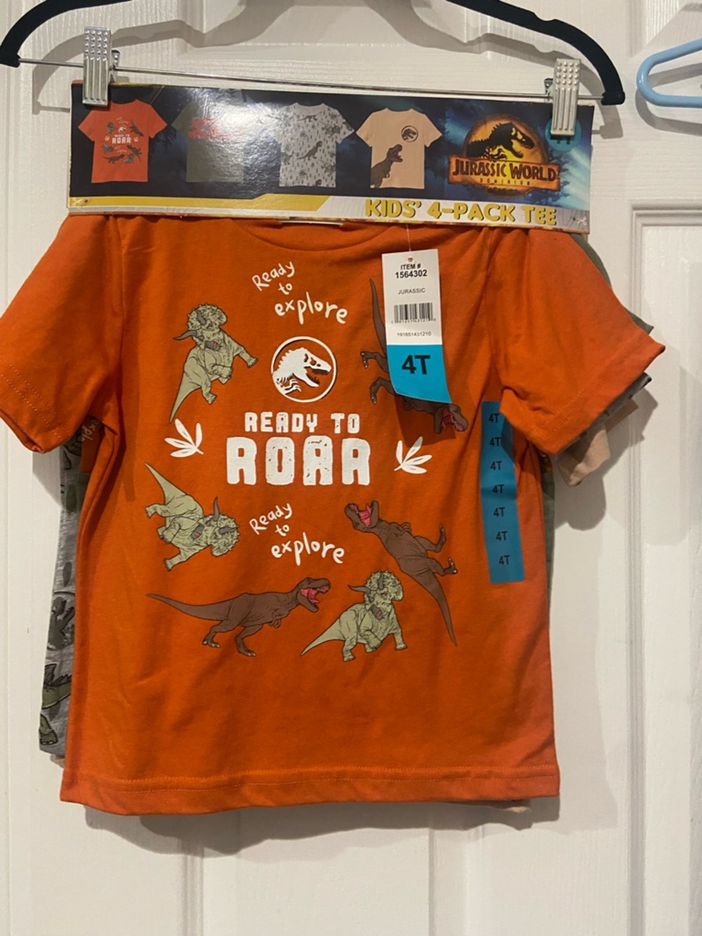 Jurassic World Kids' Orange "Ready to Roar" Short Sleeve Tee - 4T